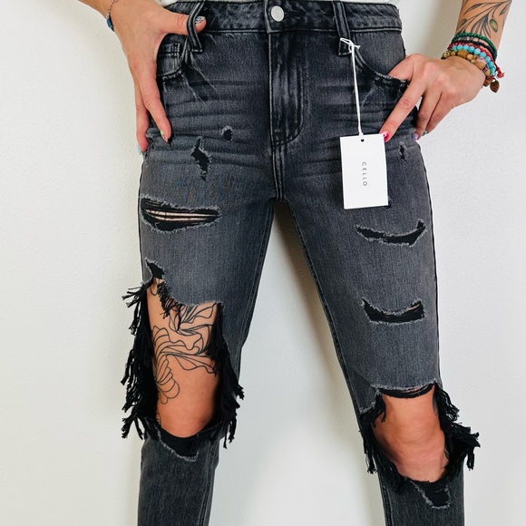 New Cello Jeans Slim Fit Boyfriend Distressed - Picture 2 of 14